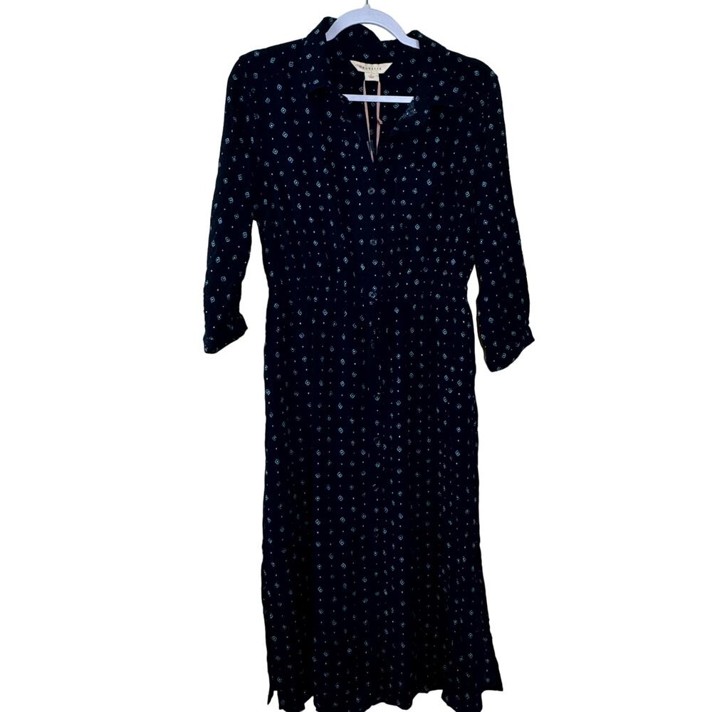 Mauvette Navy Blue Long Sleeve Shirt Dress NWT Size Large